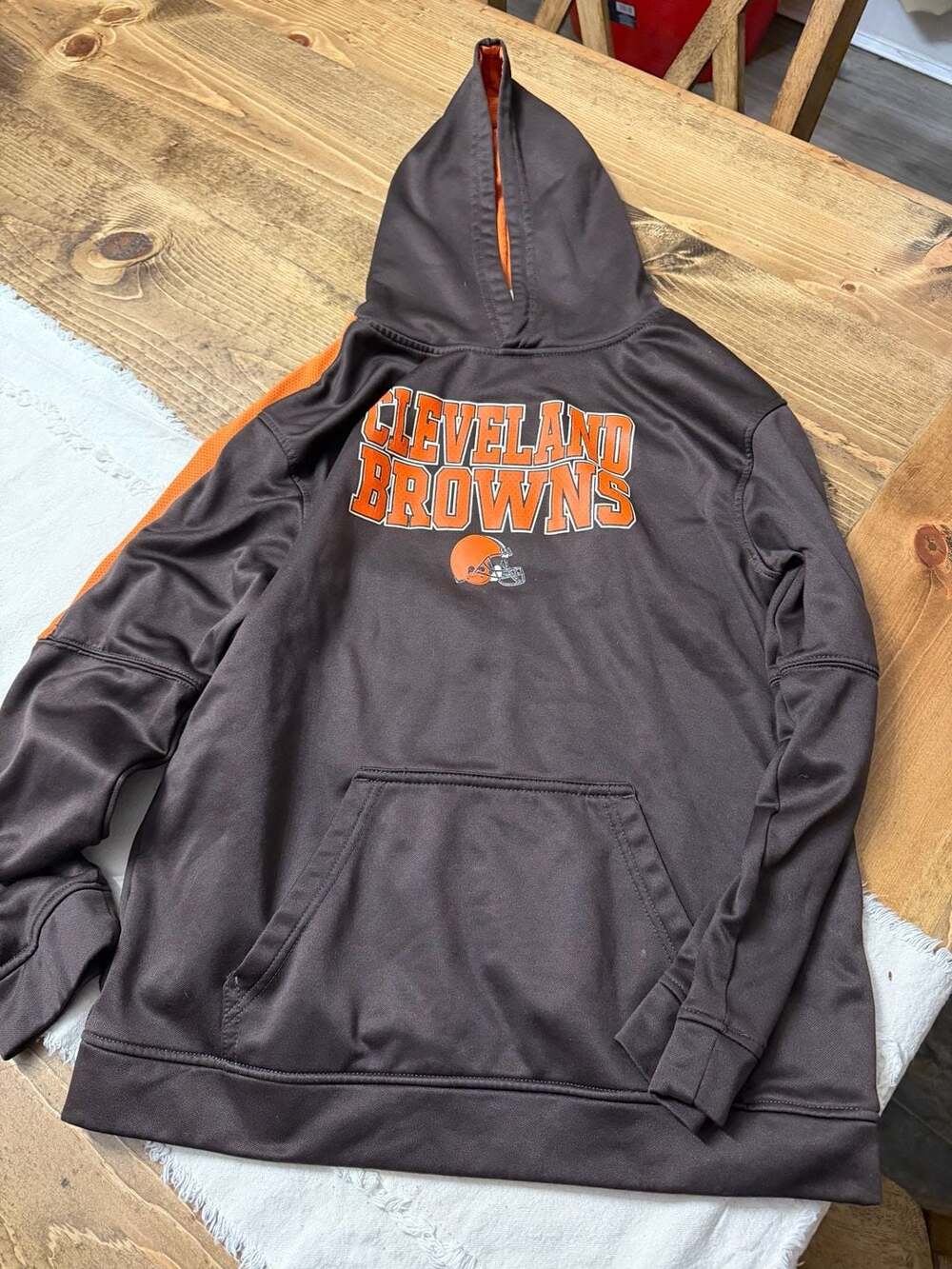 NFL Team Apparel Cleveland Browns Hoodie Size XL-16/18 Youth Brown Orange